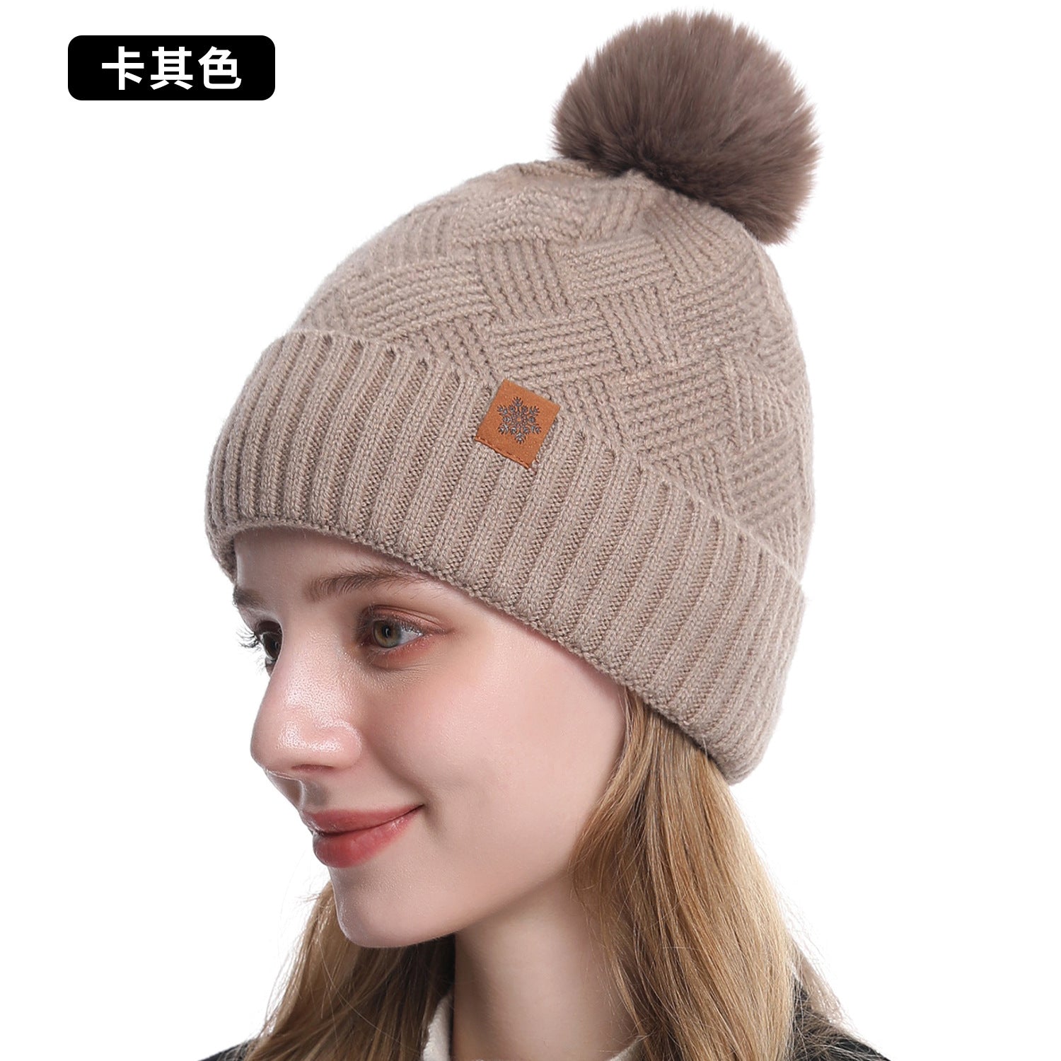 Wholesale Women' s knitted hat winter cold-proof double-layer f outdoor warm knitted hat f gloves three-piece set